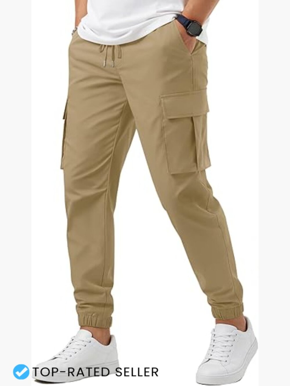 Men's Cargo Joggers Sweatpants Elastic Waist Drawstring Hiking Pants Multi